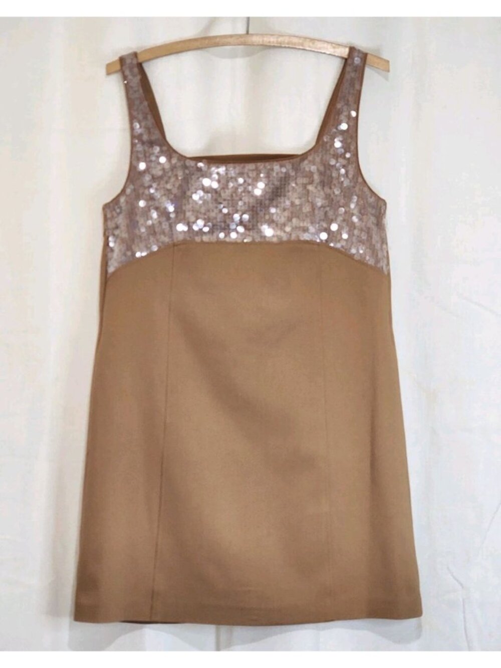 Kenneth Cole Women's Dress Sequin Bodice Open Back Pockets Brown Size 6 NWT